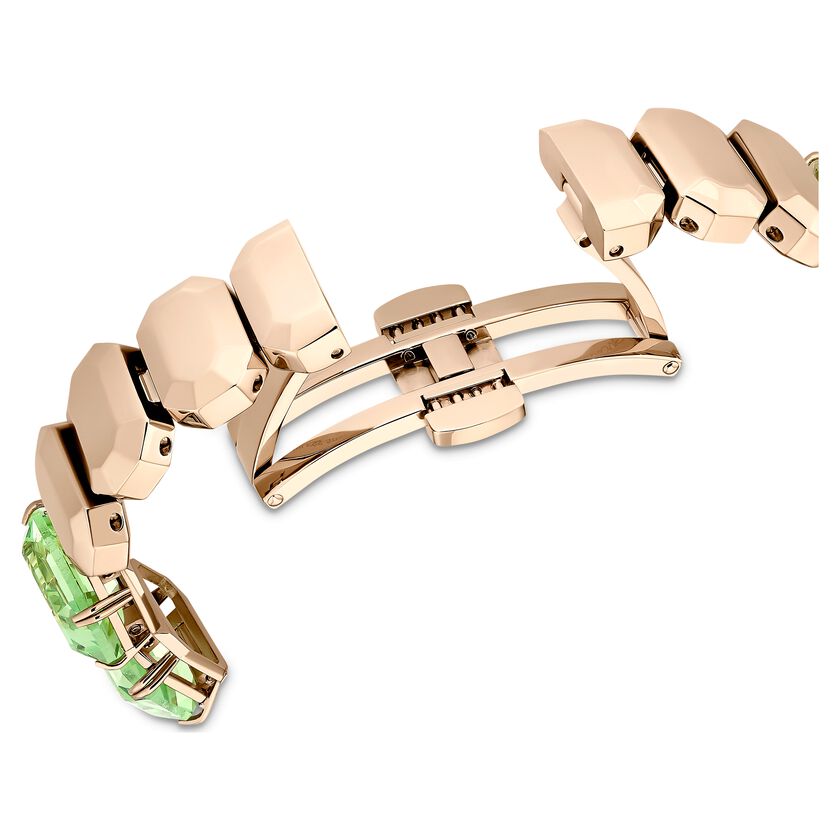 Millenia Watch, Octagon cut bracelet, Green, Champagne gold-tone finish