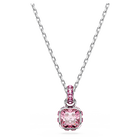 swarovski birthstone pendant square cut october pink rhodium plated