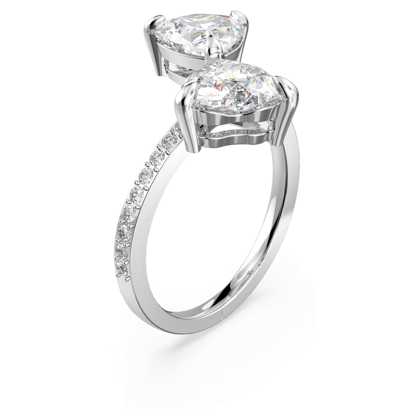swarovski mesmera open ring  heart  white  rhodium plated