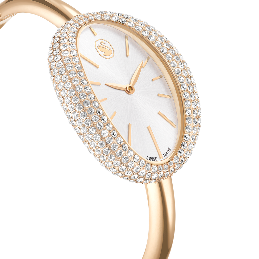 swarovski imber bangle watch  swiss made  metal bracelet  gold tone  champagne gold tone finish