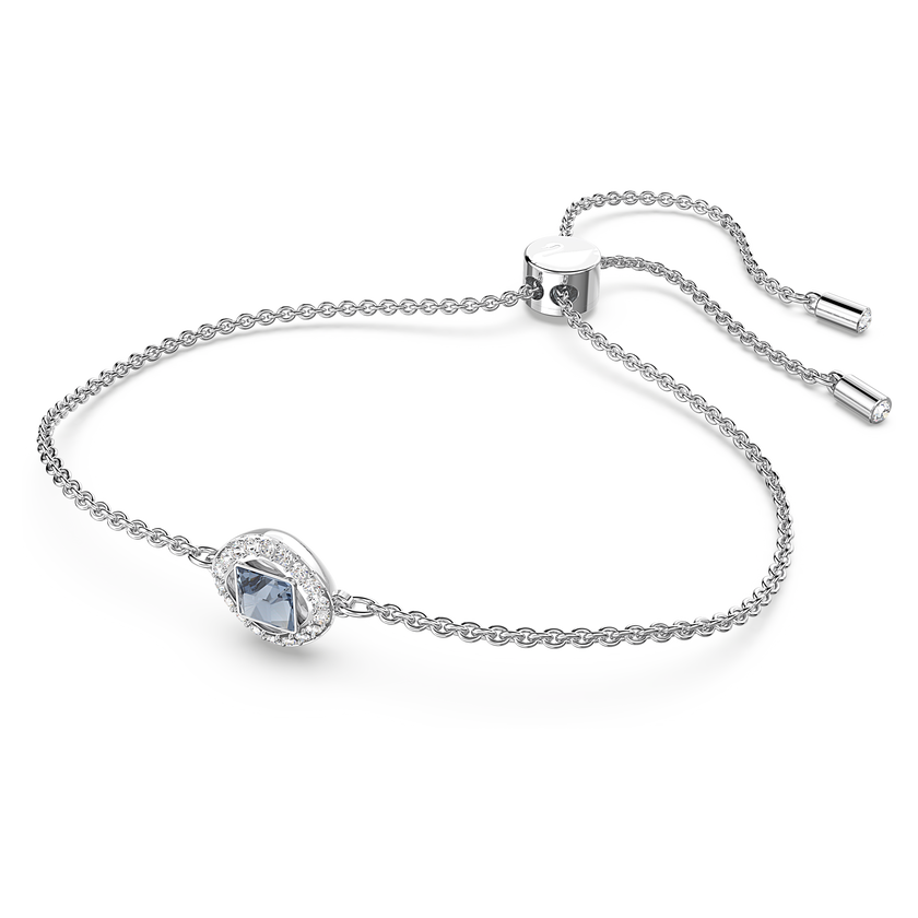 swarovski angelic bracelet  square cut  blue  rhodium plated