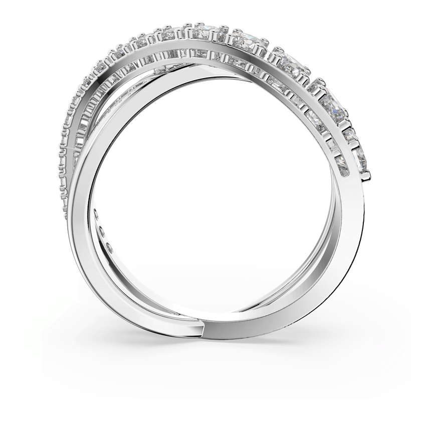 swarovski hyperbola ring  round cut  white  rhodium plated