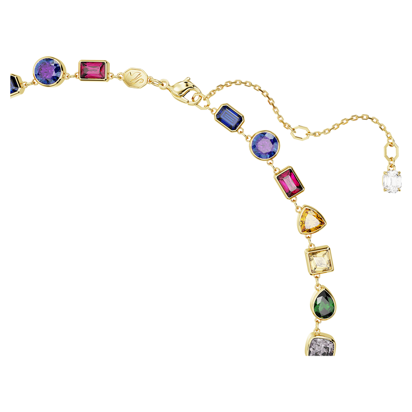 swarovski imber tennis necklace  mixed cuts  multicolored  gold tone plated