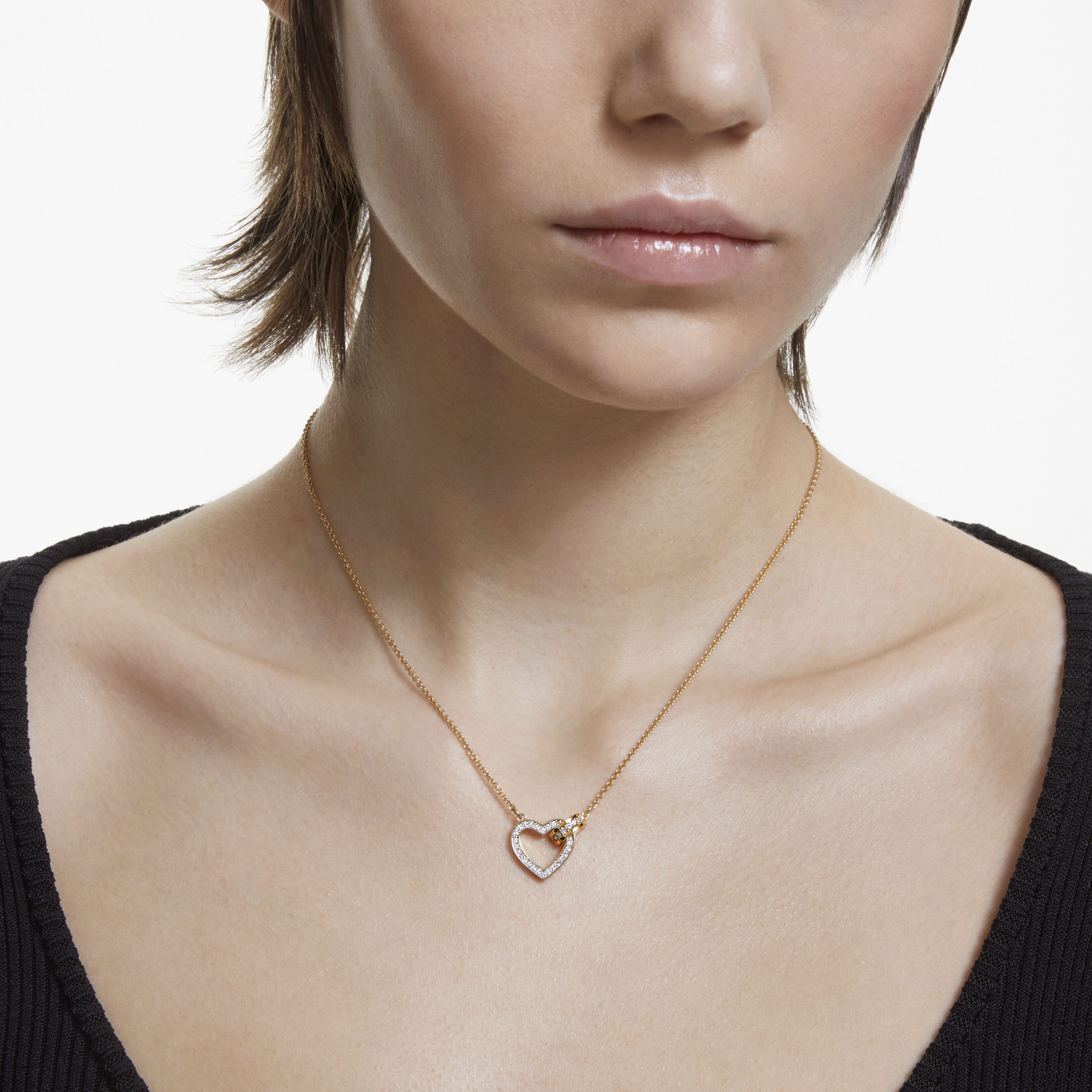 Lovely necklace Heart White Gold tone plated