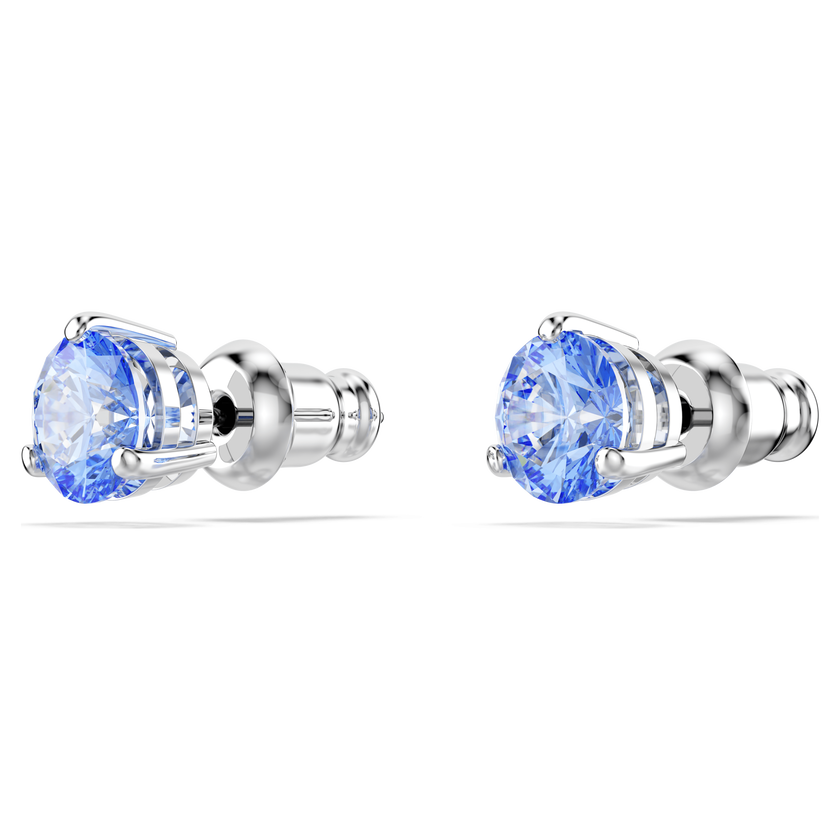 swarovski solitaire stud earrings  light blue  rhodium plated