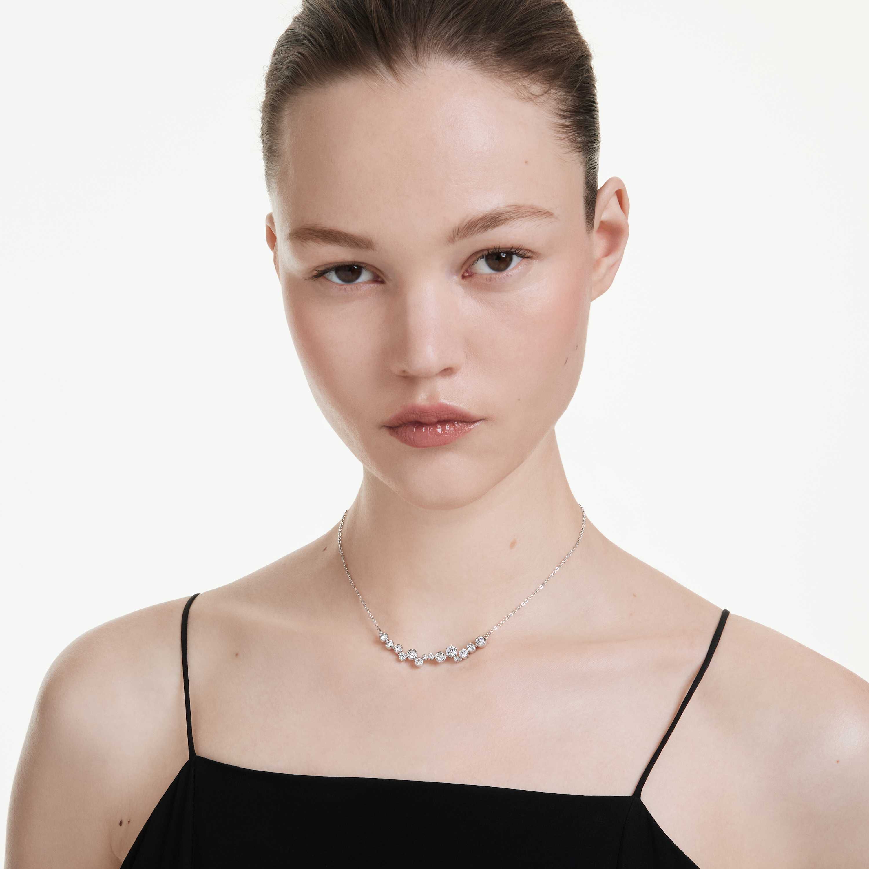 swarovski constella necklace  mixed cuts  white  rhodium plated