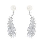 Nice Pierced Earrings, White, Rhodium plated