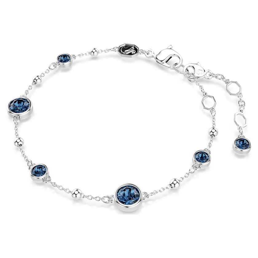 swarovski imber bracelet  round cut  blue  rhodium plated