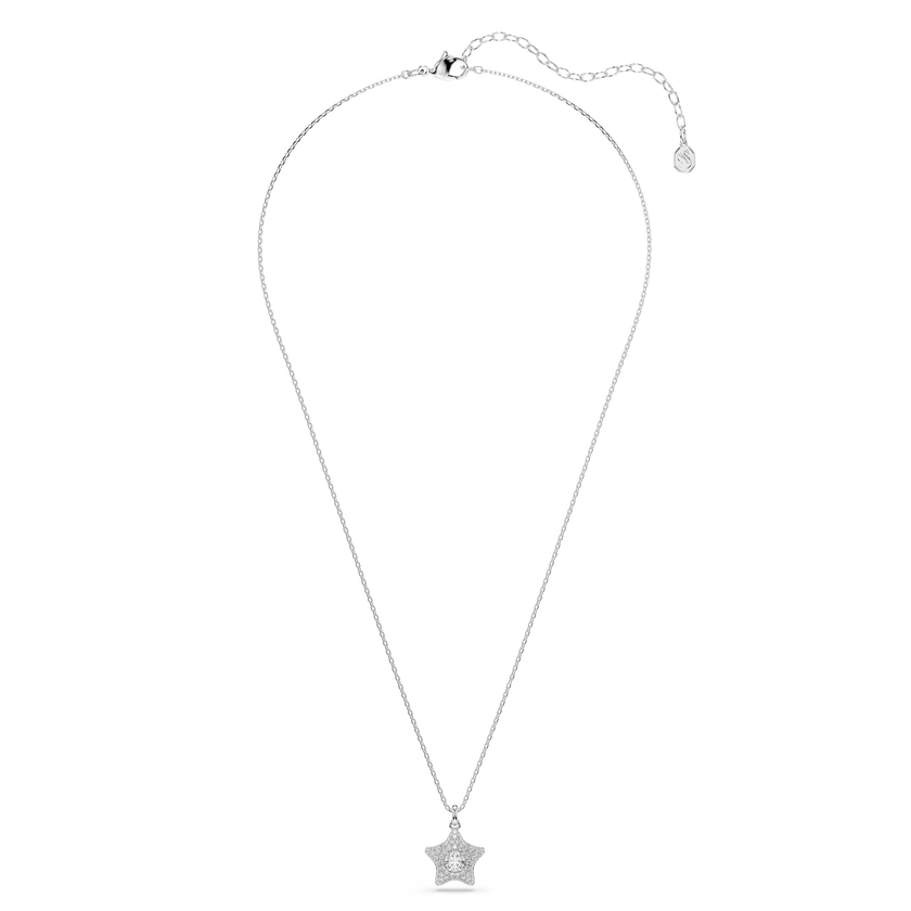 swarovski sublima pendant  round cut  star  white  rhodium plated