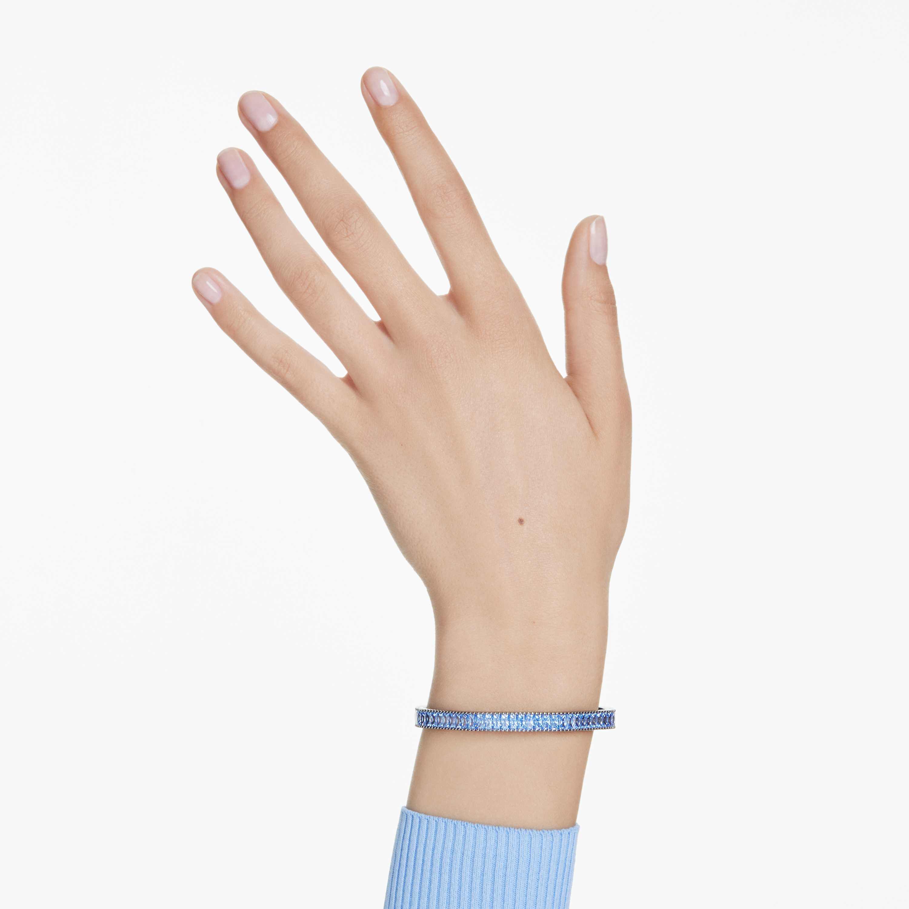 swarovski matrix bangle  baguette cut  blue  ruthenium plated