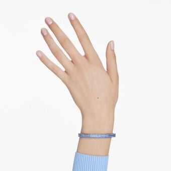 swarovski matrix bangle  baguette cut  blue  ruthenium plated