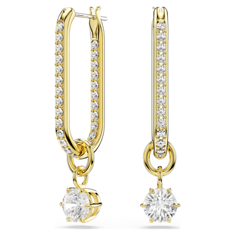 swarovski constella drop earrings  round cut  white  gold tone plated