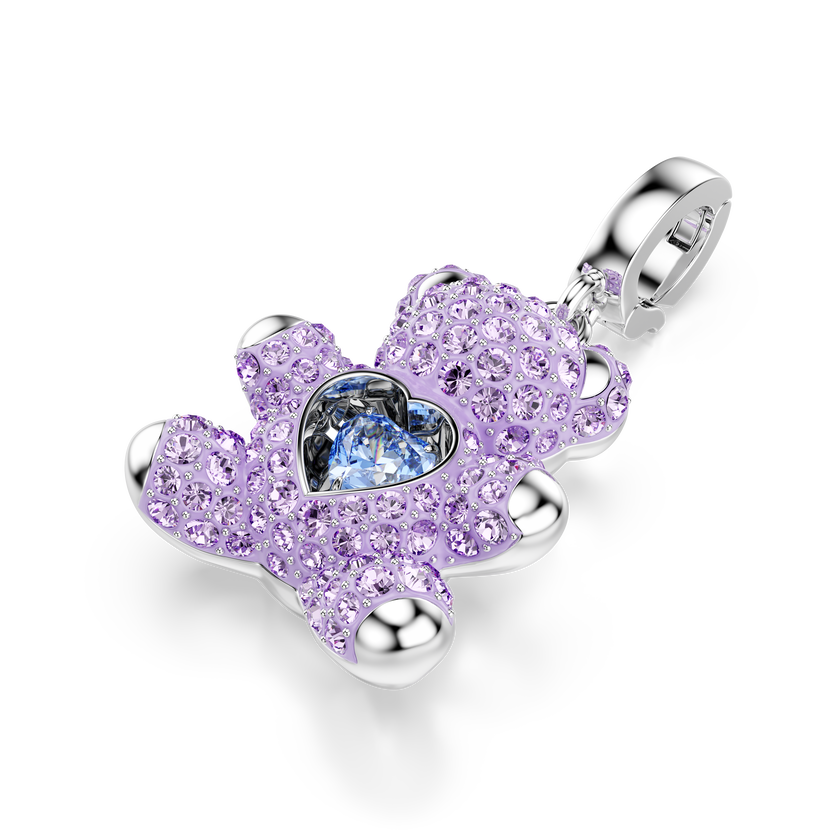 swarovski idyllia charm  mixed cuts  teddy  purple  rhodium plated