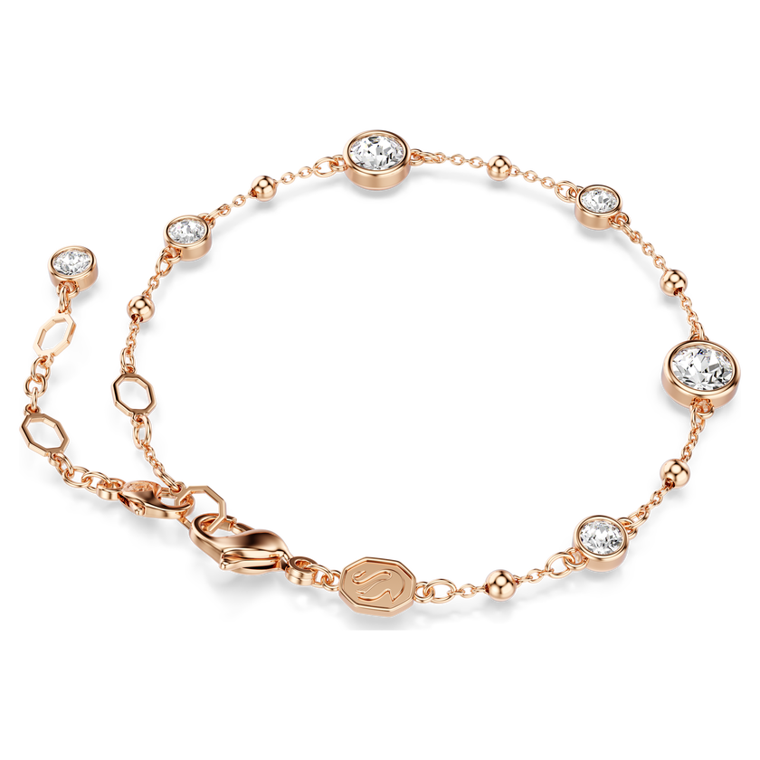 swarovski imber bracelet  round cut  white  18k rose gold finish