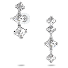 swarovski millenia drop earring asymmetrical set white rhodium plated