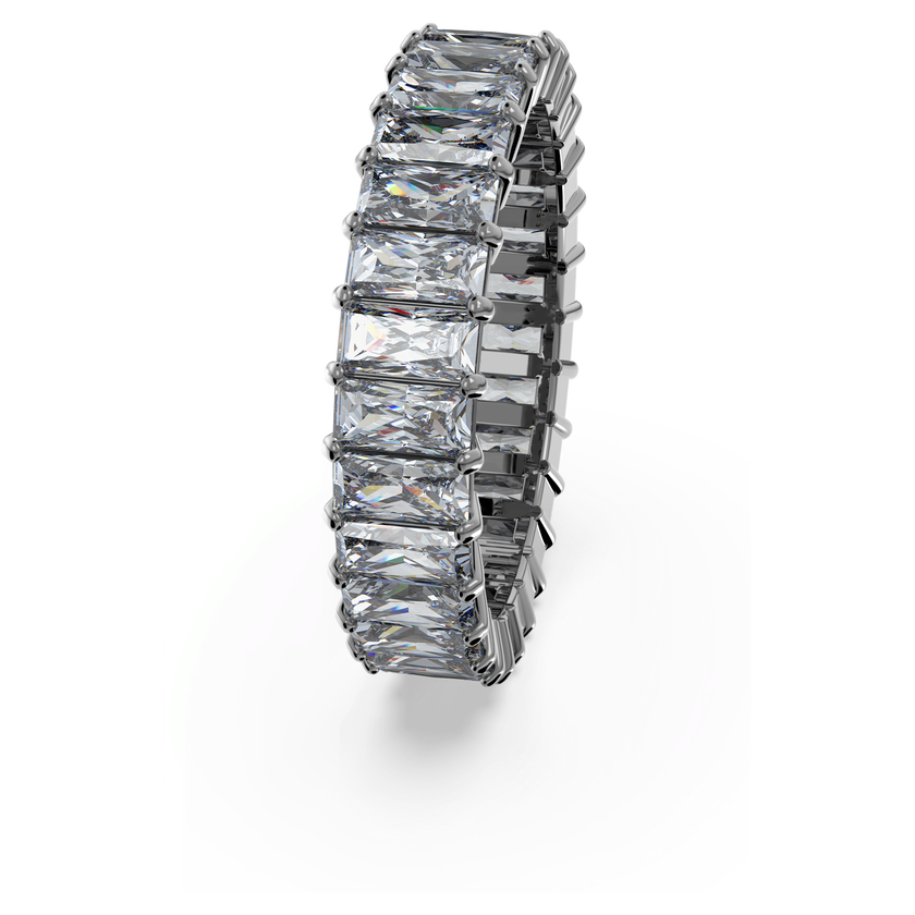 swarovski matrix ring  baguette cut  gray  ruthenium plated