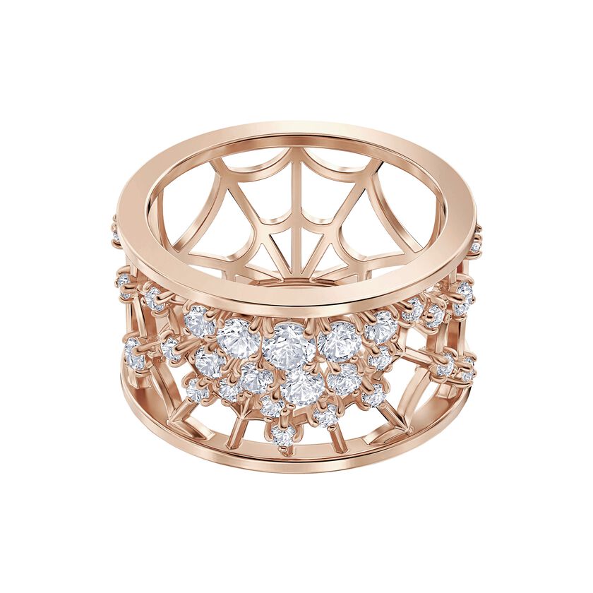 Precisely Motif Ring, White, Rose-gold tone plated