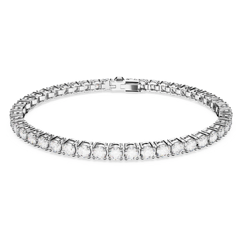 swarovski matrix tennis bracelet round cut white rhodium plated