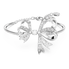 Volta bangle, Bow, White, Rhodium plated