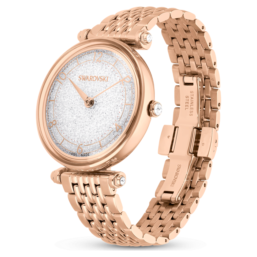 swarovski crystalline wonder watch  swiss made  metal bracelet  rose gold tone  rose gold tone finish