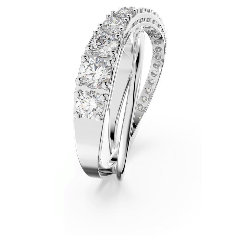 swarovski hyperbola ring  round cut  white  rhodium plated