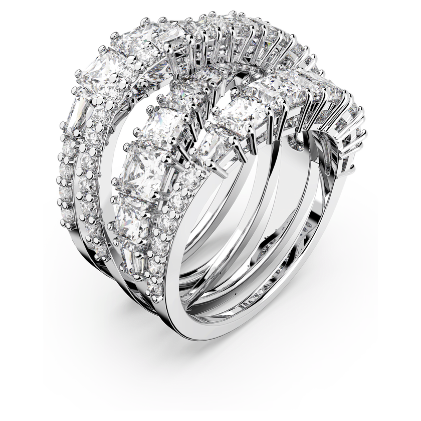 swarovski hyperbola ring  mixed cuts  white  rhodium plated