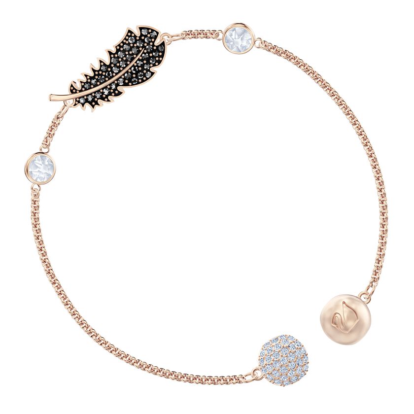 Swarovski Remix Collection Feather Strand, Black, Rose-gold tone plated