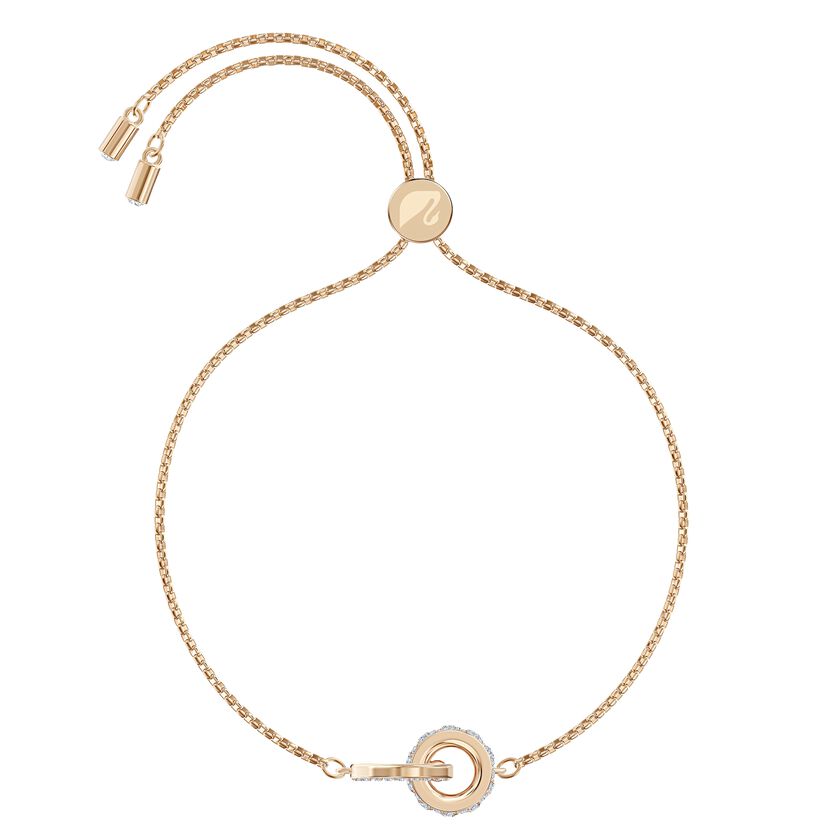Further Bracelet, White, Rose-gold tone plated