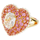 swarovski idyllia cocktail ring octagon cut crystal pearls heart pink gold tone plated