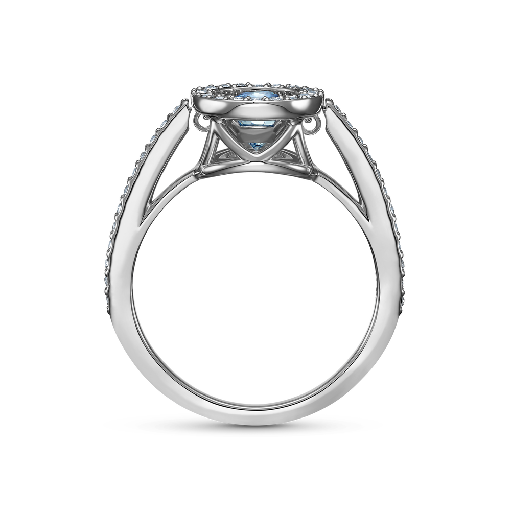 Swarovski Sparkling Dance Round Ring Aqua Rhodium Plated