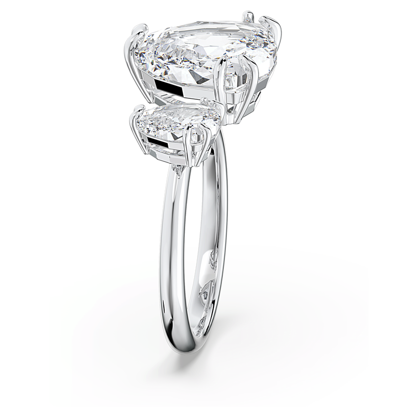 swarovski millenia cocktail ring  triangle cut crytsals  white  rhodium plated