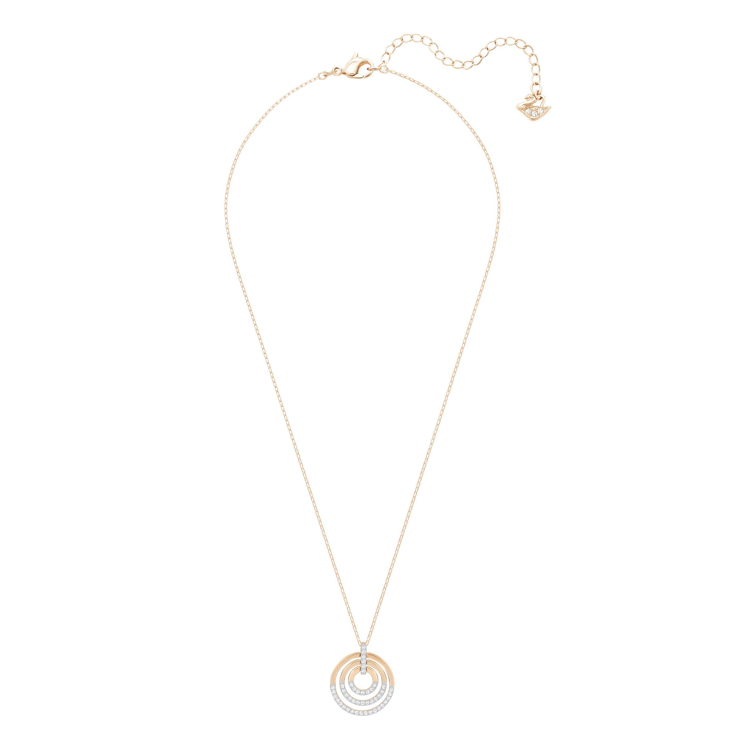 swarovski circle pendant  round shape  white  mixed metal finish