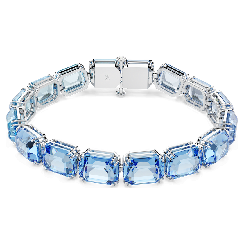 swarovski millenia tennis bracelet  octagon cut  color gradient  blue  rhodium plated