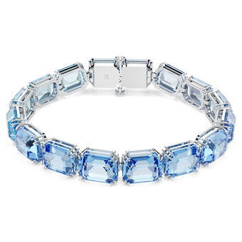Millenia Tennis bracelet, Octagon cut, Color gradient, Blue, Rhodium plated swarovski millenia tennis bracelet  octagon cut  color gradient  blue  rhodium plated