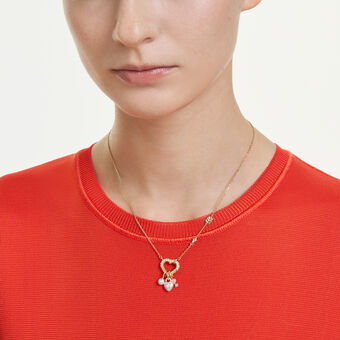 swarovski idyllia pendant  mixed cuts  heart  key  pink  gold tone plated