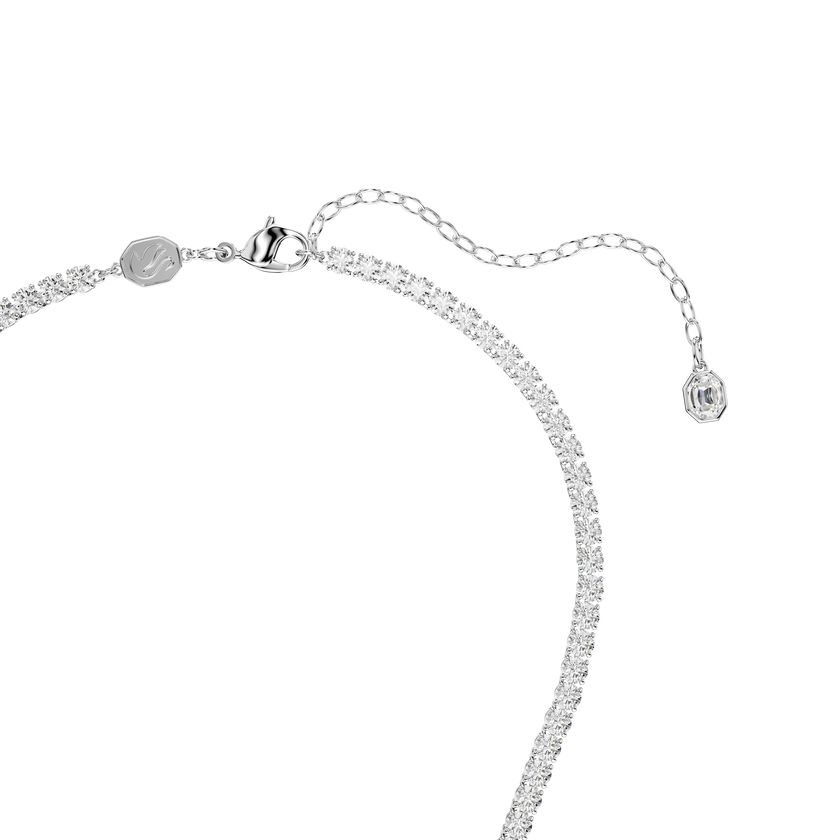 swarovski vienna pendant and brooch  mixed cuts  swan  white  rhodium plated