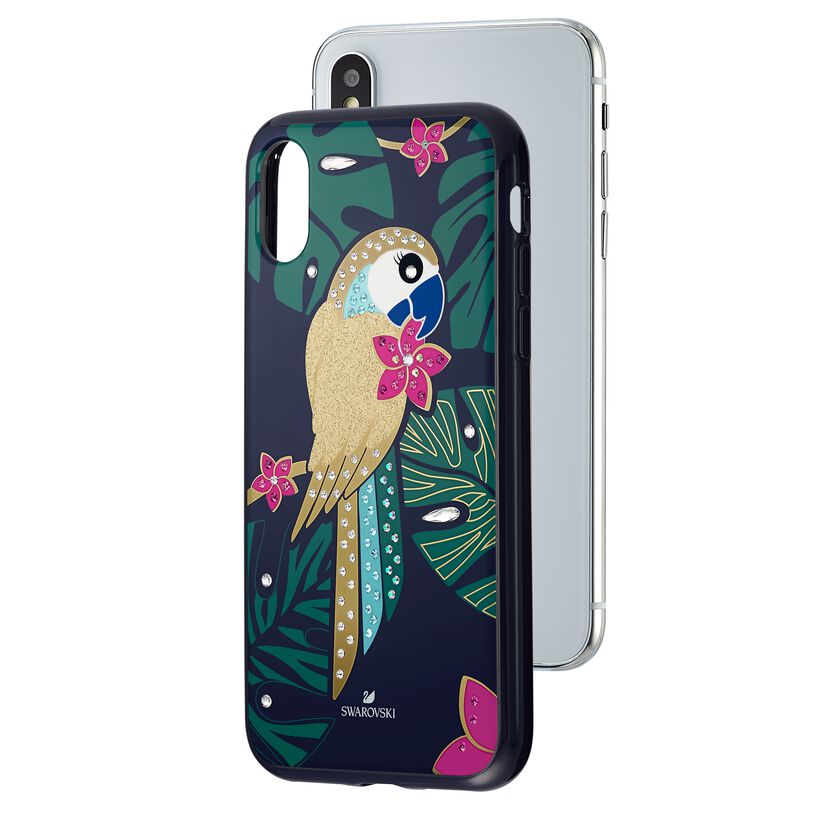 Tropical Parrot Smartphone Case with Bumper, iPhone® X/XS, Dark multi-colored