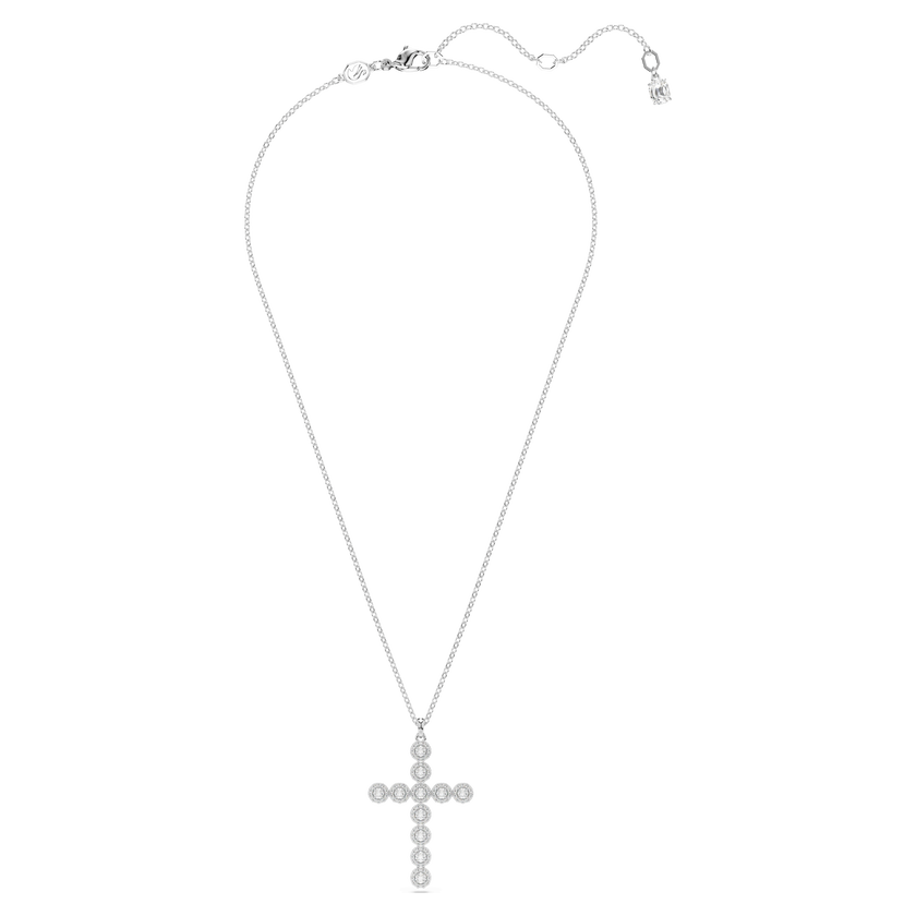 swarovski insigne pendant  mixed cuts  cross  white  rhodium plated