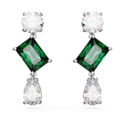 swarovski mesmera drop earrings mixed cuts green rhodium plated