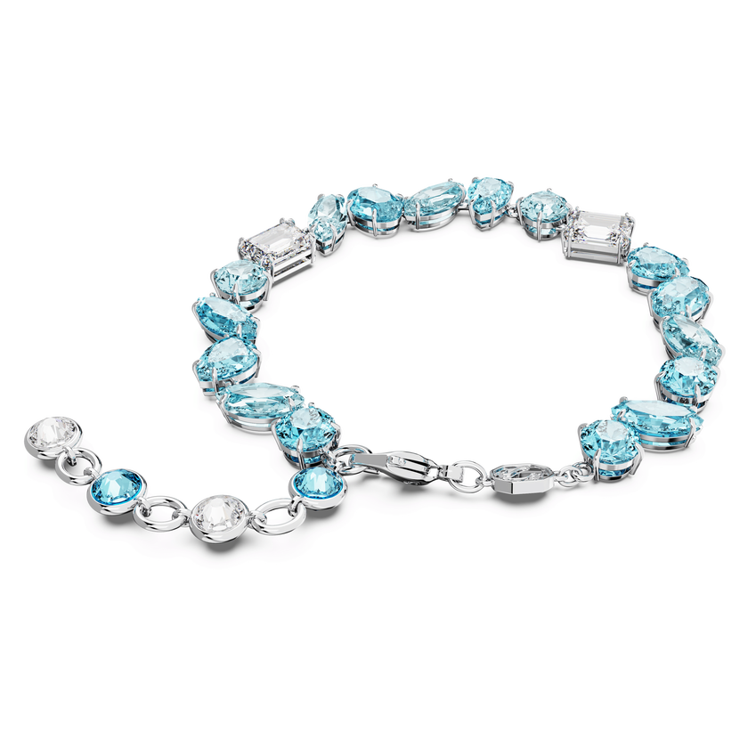 swarovski gema bracelet  mixed cuts  blue  rhodium plated
