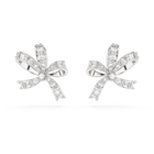 swarovski hyperbola stud earrings bow small white rhodium plated