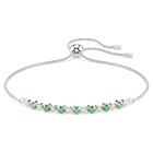 swarovski matrix bracelet  round cut  green  rhodium plated