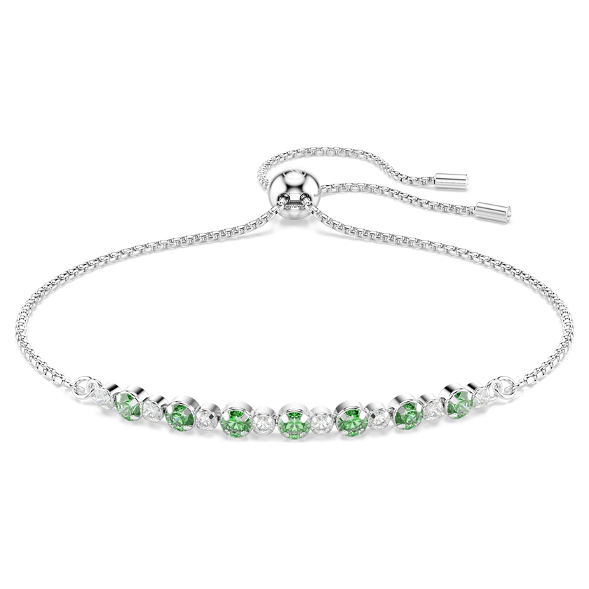 swarovski matrix bracelet  round cut  green  rhodium plated