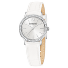Graceful Mini Watch, Leather strap, White, Stainless steel