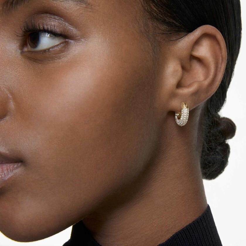 swarovski dextera hoop earrings  small  white  18k gold finish