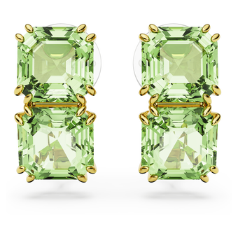 swarovski millenia clip earrings square cut green gold tone plated