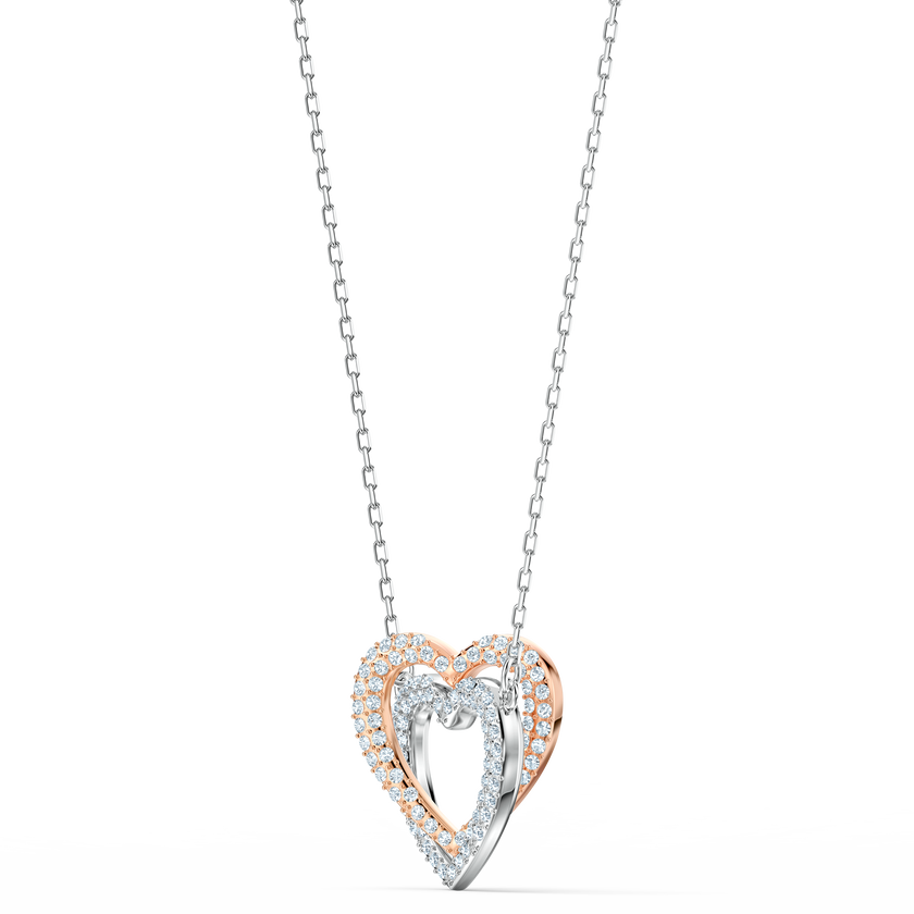 swarovski infinity heart necklace  white  mixed metal finish