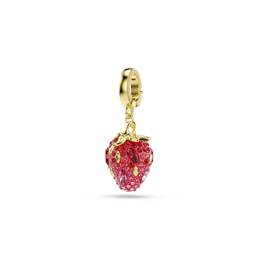 swarovski idyllia charm  mixed cuts  strawberry  red  gold tone plated