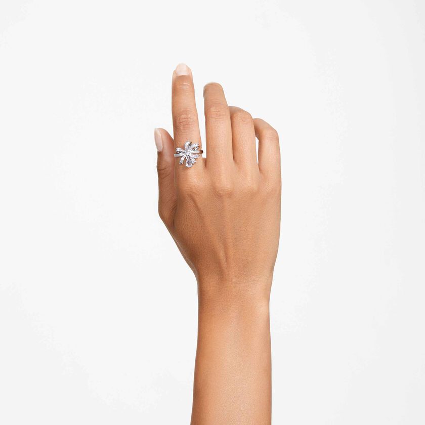 swarovski volta cocktail ring  bow  small  white  rhodium plated