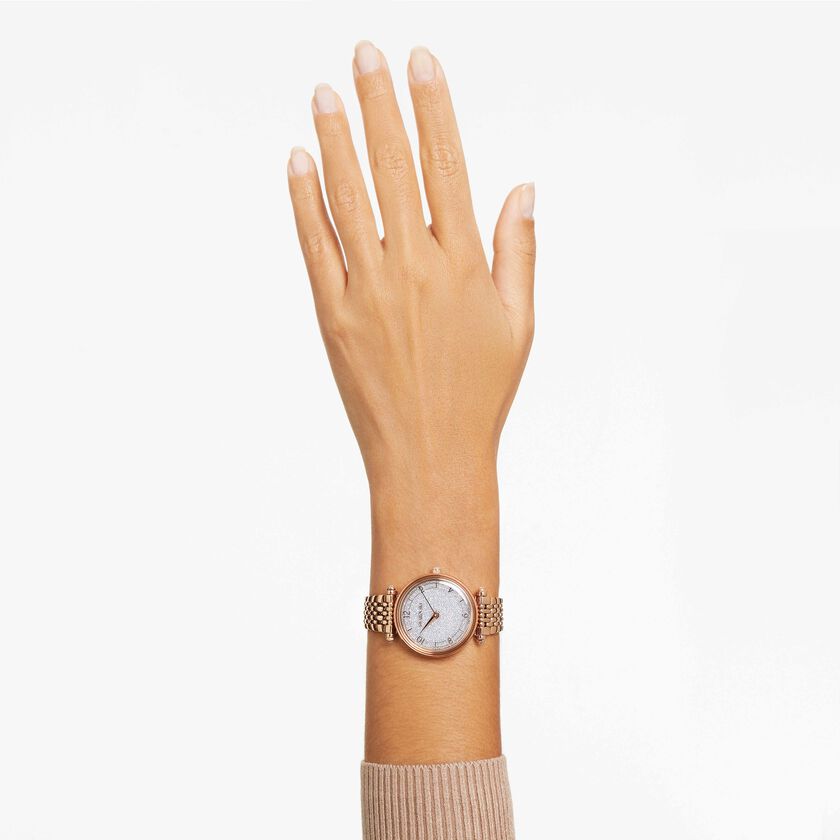 swarovski crystalline wonder watch  swiss made  metal bracelet  rose gold tone  rose gold tone finish